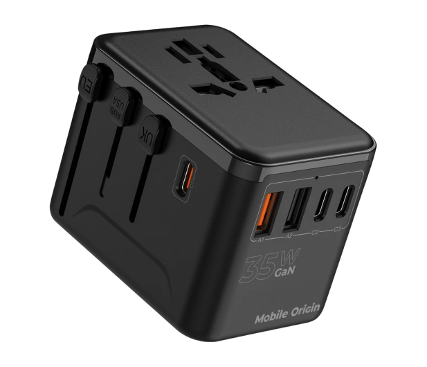 Mobile Origin GaN 35W Travel Adapter PW4 EU/UK/US/AUS3x USB-C + 2x USB-A  - 1504101 - zdjęcie 3